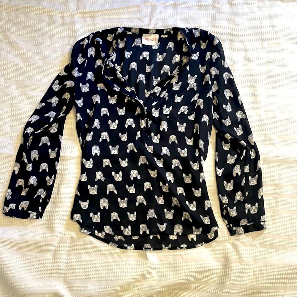 Cute French bull dog button down.